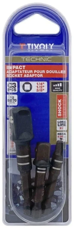 Outlet TIVOLY 3 adaptateurs HEXA 6,35mm douilles carrées femelle