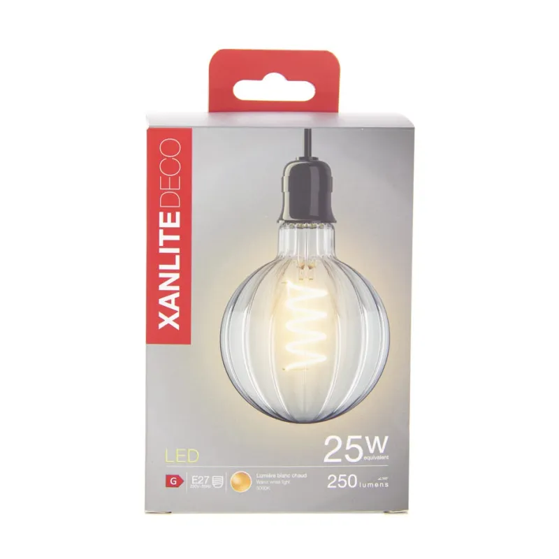 Best XANLITE Ampoule filament LED déco G95 E27 250lm 9W 3000k blanc chaud