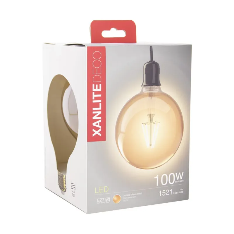 XANLITE Ampoule filament LED déco G125 E27 1521lm 1800K blanc chaud