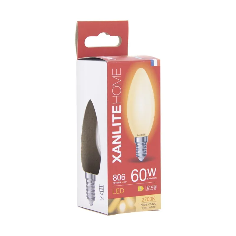 Hot XANLITE Ampoule filament LED flamme E14 806lm 6,5W 2700k blanc chaud