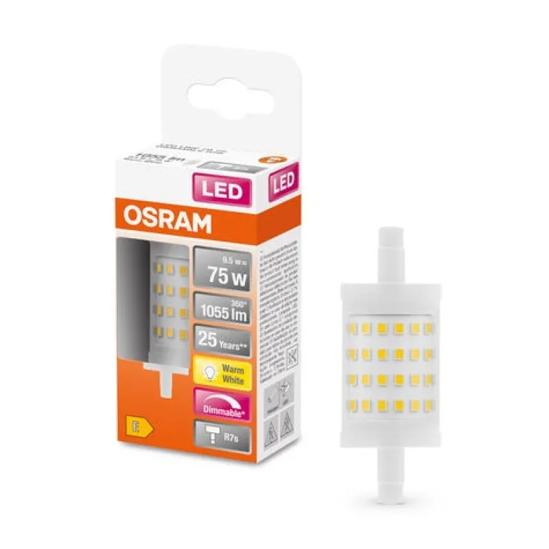 Sale OSRAM Ampoule LED Crayon 78mm variable 8,5W R7S chaud