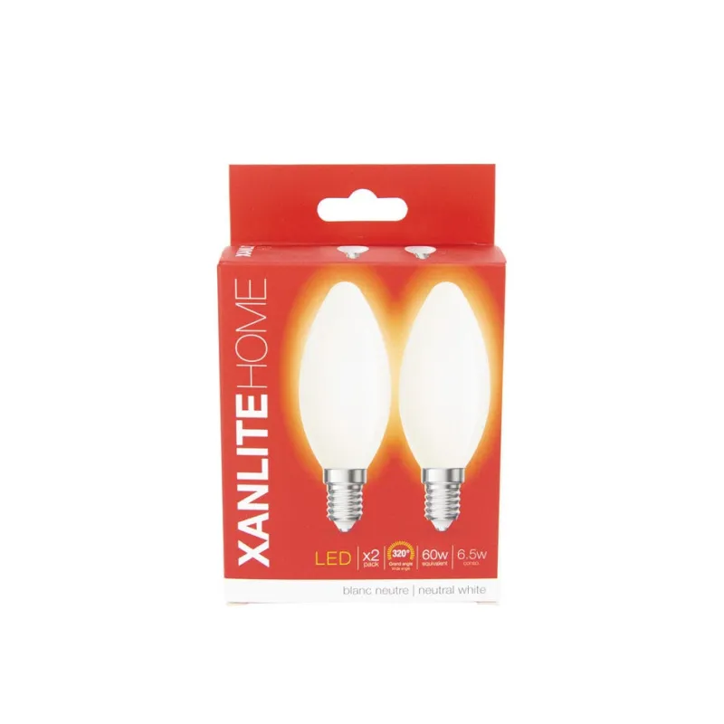 XANLITE Ampoule LED flamme E14 806lm 6,5W 4000k blanc neutre x2