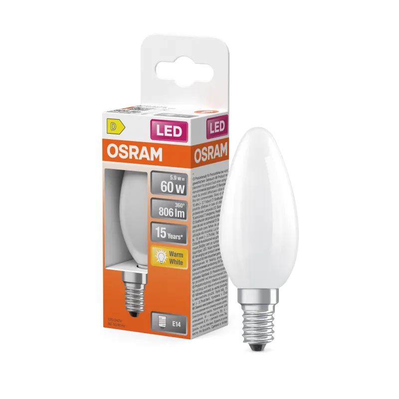 Clearance OSRAM Ampoule LED Flamme verre dépoli 5,9W E14 chaud