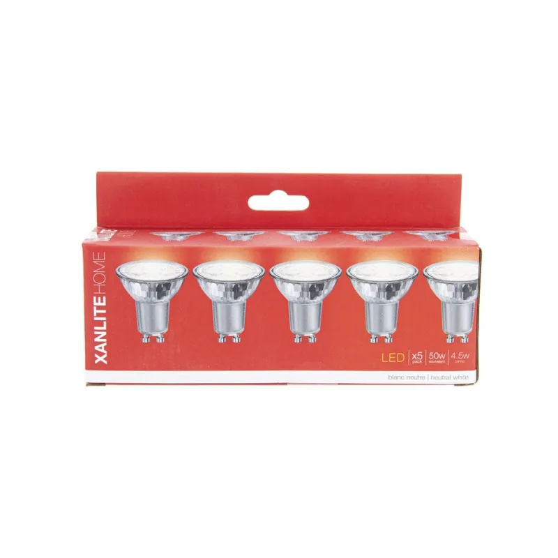 Discount XANLITE Ampoule LED GU10 345lm 4,8W 4000k blanc neutre x5