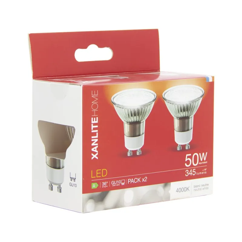 Sale XANLITE Ampoule LED GU10 345lm 5W 4000K blanc neutre x2