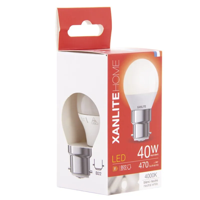 Sale XANLITE Ampoule LED P45 B22 470lm 5,3W 4000k blanc neutre