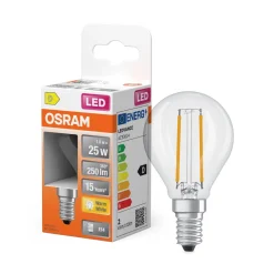 Outlet OSRAM Ampoule LED Sphérique clair filament 1,8W E14 chaud