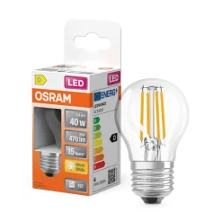 Outlet OSRAM Ampoule LED Sphérique clair filament 4W=40 E27 chaud OSR
