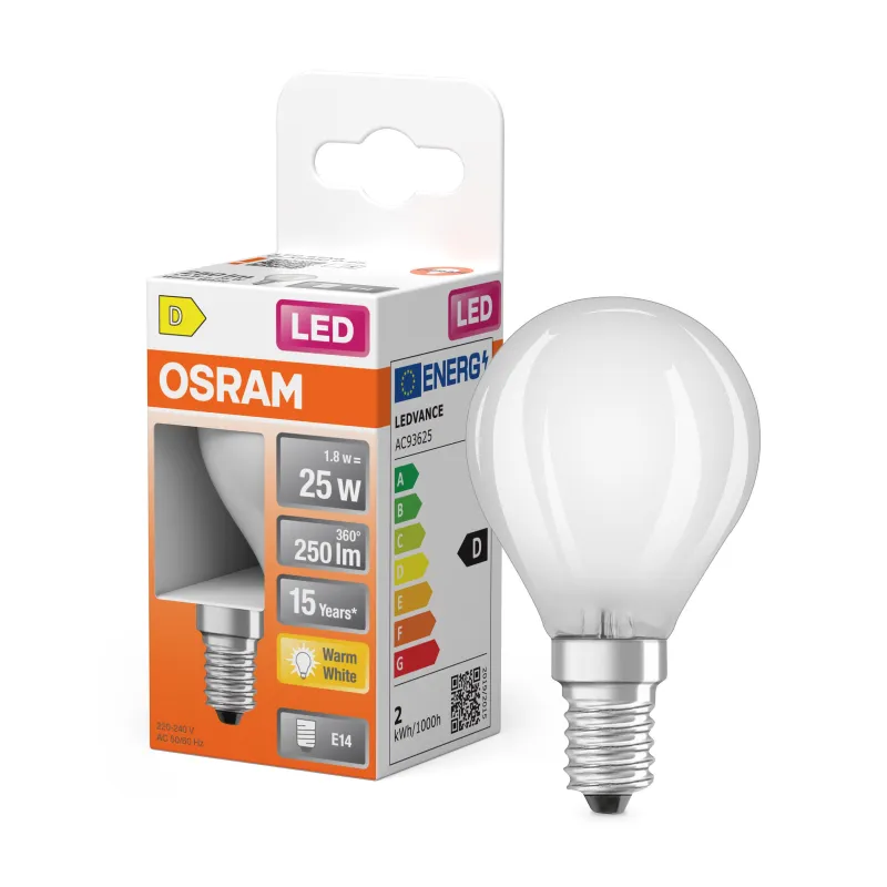 Best OSRAM Ampoule LED Sphérique verre dépoli 1,8W=25 E14 chaud