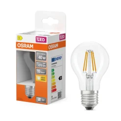 Outlet OSRAM Ampoule LED Standard clair filament 3,4W=40 E27 chaud