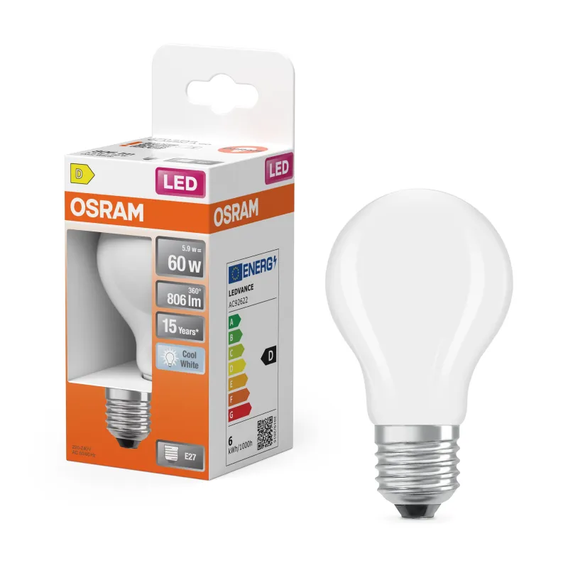 New OSRAM Ampoule LED Standard verre dépoli 5,9W E27 froid