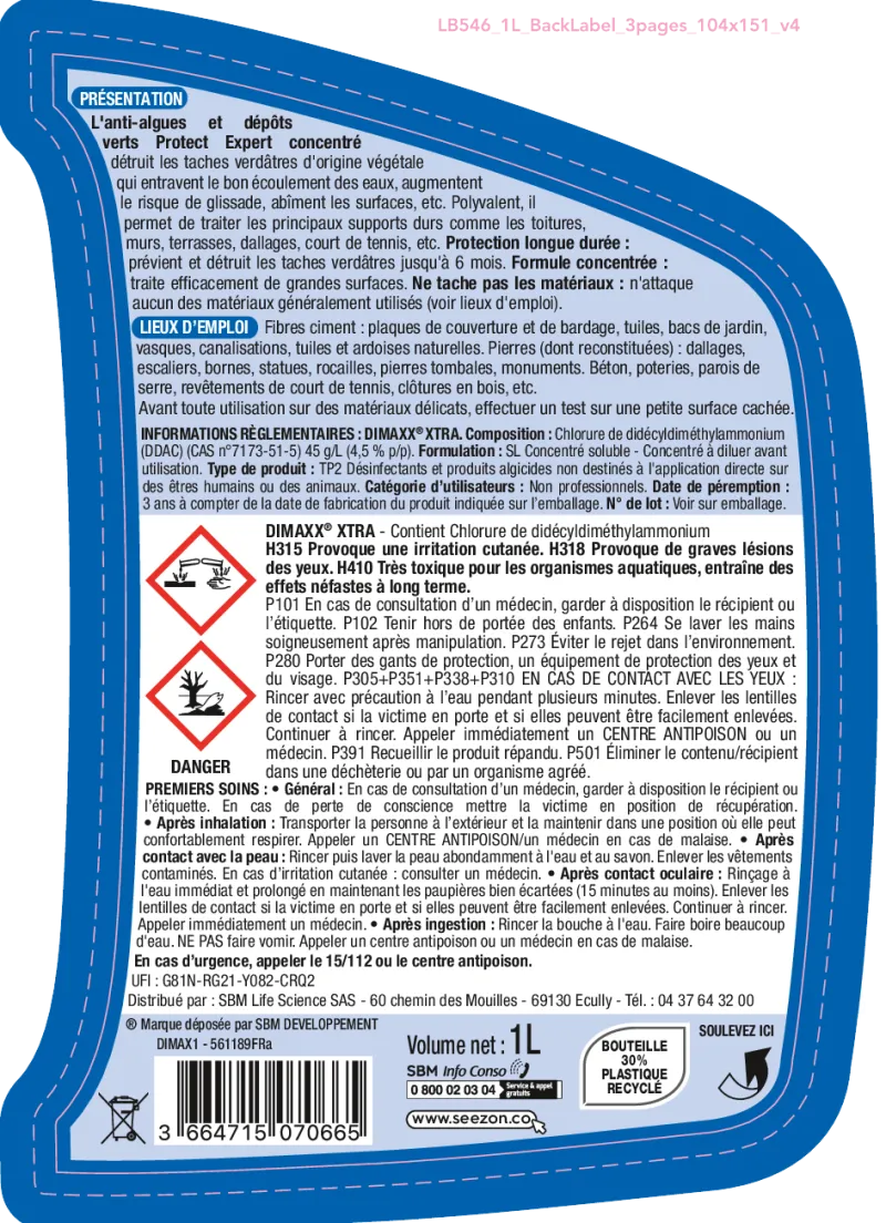 PROTECT EXPERT Anti-algues et dépôts verts concentré 1L
