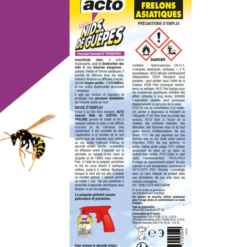 Online ACTO Aérosol très longue portée spécial nid de guêpe/frelon 750ml