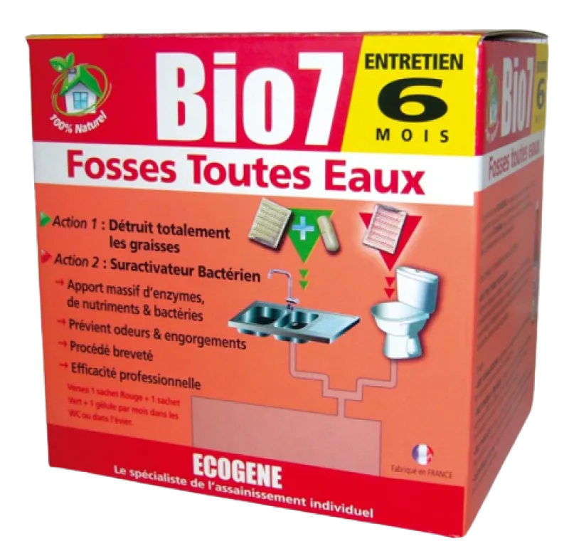 Sale ECOGENE BIO 7 entretien 6 mois fosses toutes eaux (sachets+gélules)
