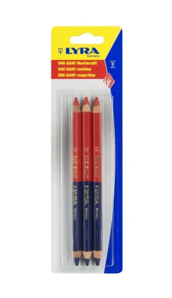 Clearance LYRA Blister 3 crayons DUO GIANT Bleu/Rouge 175mm