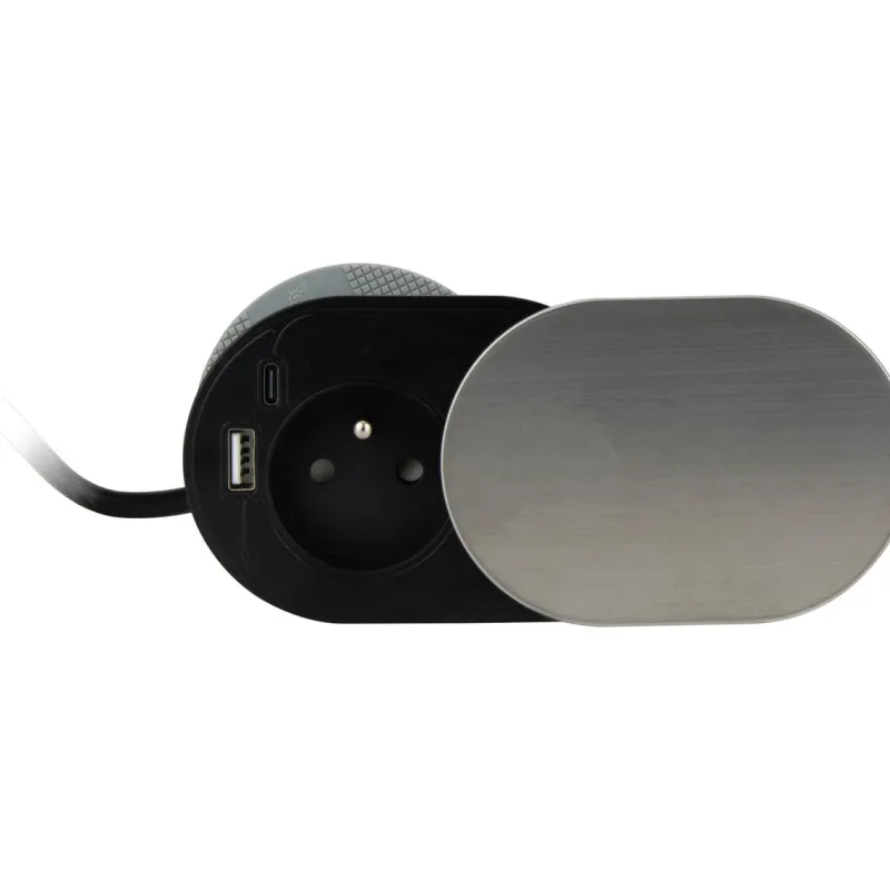 Clearance OTIO Bloc Gliss encastrable 16A + USB A+C 1,90m inox