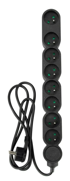 Outlet ZENITECH Bloc mutiprise avec interrupteur 8 prises 3G1 1,5m noir