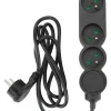 New ZENITECH Bloc mutiprise avec interrupteur 3 prises 3G1 1,5m noir