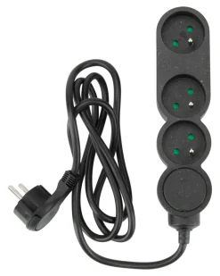 New ZENITECH Bloc mutiprise avec interrupteur 3 prises 3G1 1,5m noir