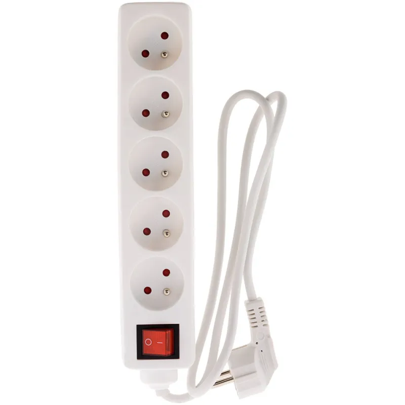 Outlet ZENITECH Bloc 5 prises 16A 2P+T 1m blanc avec interrupteur