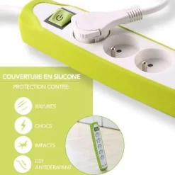 Clearance ELECTRALINE Bloc 3 prises et 2 USB blanc vert