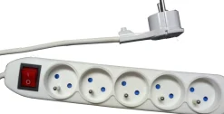 Clearance ELECTRALINE Bloc 5 prises Fiche Plate blanc