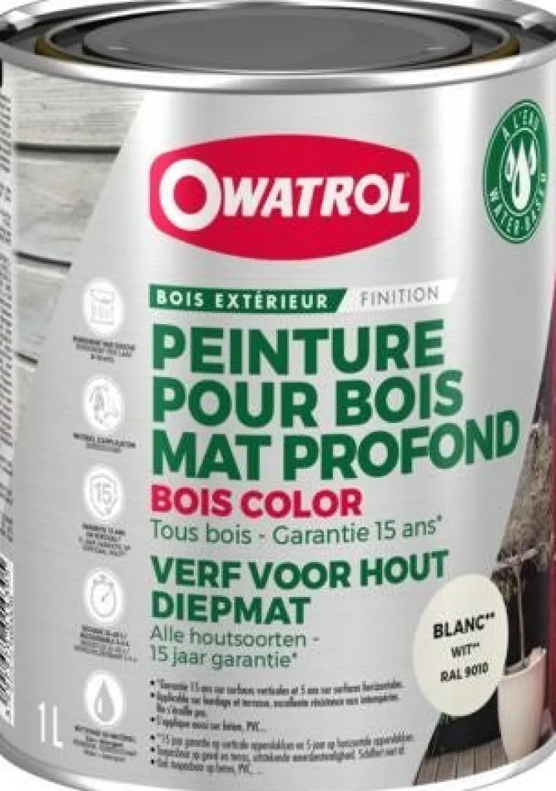 Online OWATROL Bois color blanc Ral 9010 1L
