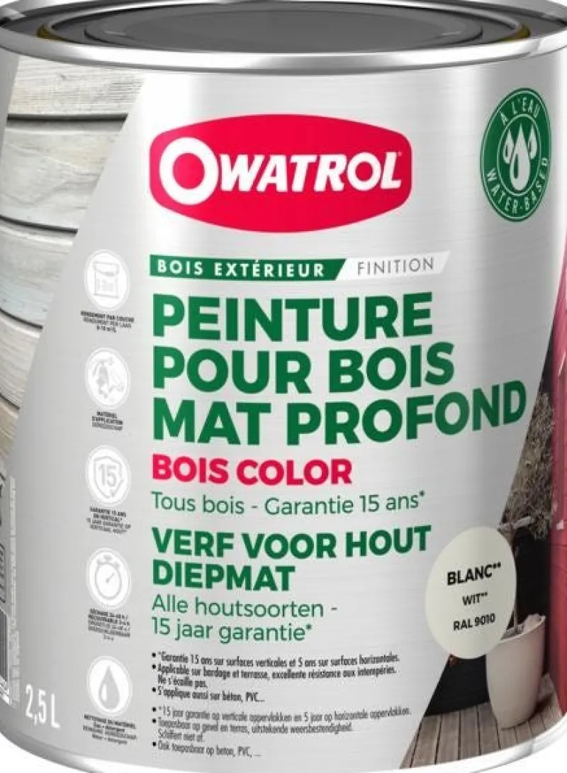 Online OWATROL Bois color blanc Ral 9010 2.5L