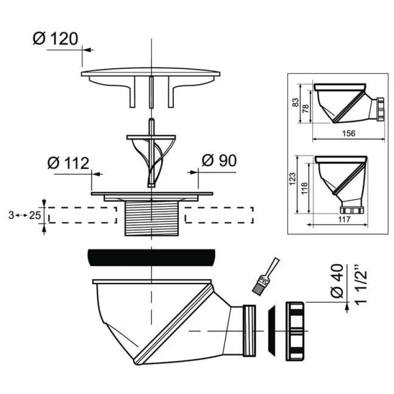 Discount WIRQUIN Bonde de douche James Ø90mm avec dôme chromé sortie Ø40mm