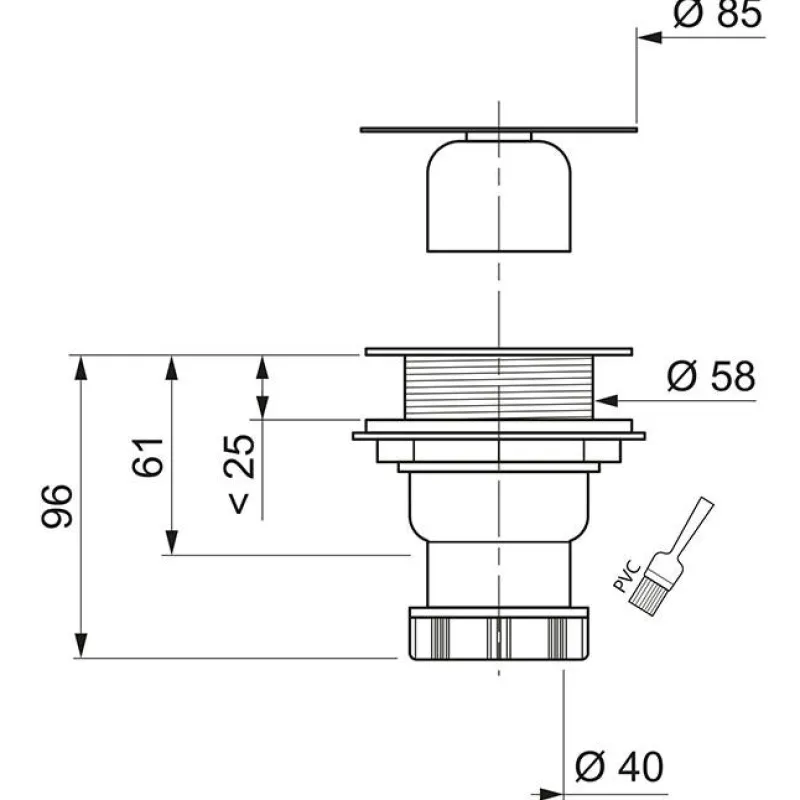 New WIRQUIN Bonde de douche Ø60mm sortie verticale