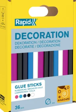 Best RAPID Boîte de 36 bâtons de colle colorés Ø7 x 90mm