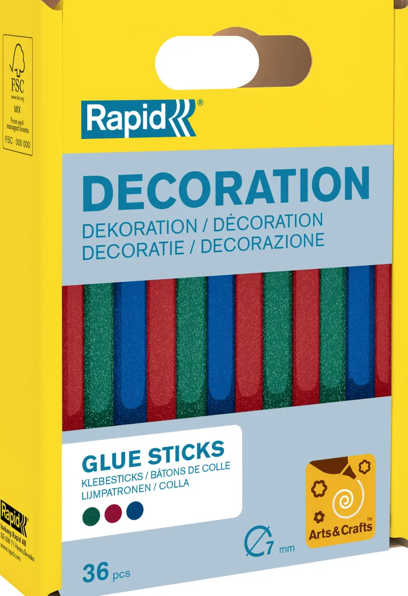 New RAPID Boîte de 36 bâtons de colle pailletés Ø7 x 90mm