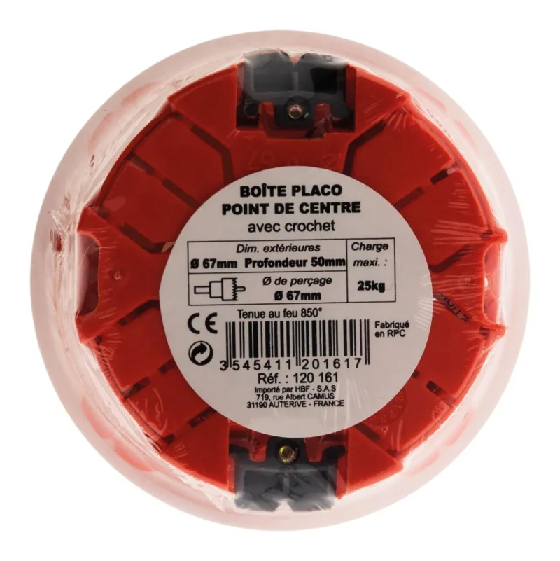 Best ZENITECH Boîte point de centre 65x50mm pour murs creux + crochet