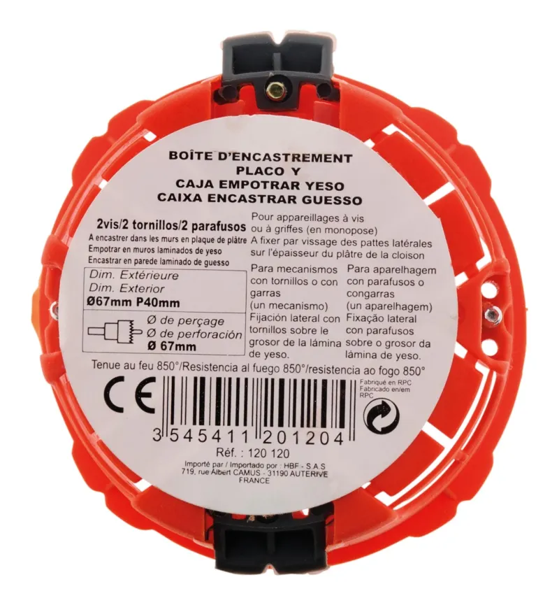 Best ZENITECH Boîte ronde Ø65mm p.40 à placo