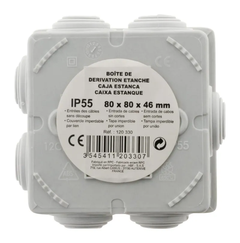 New ZENITECH Boîte étanche IP55 carrée 80x80x46mm blanc