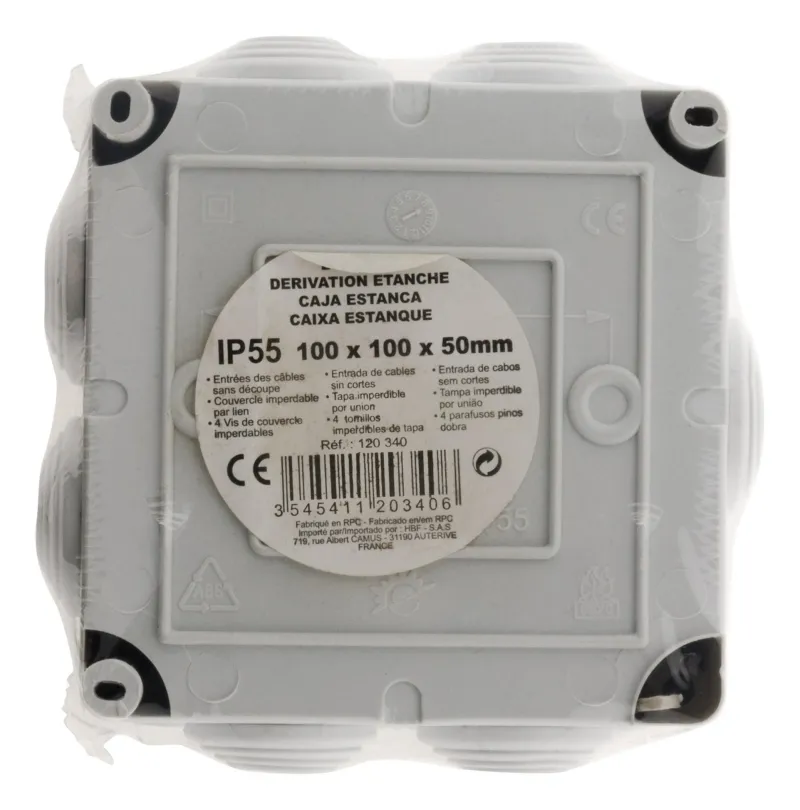 Outlet ZENITECH Boîte étanche IP55 carré 100x100x50mm blanc