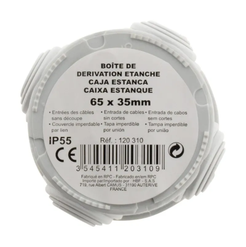 Clearance ZENITECH Boîte étanche IP55 ronde 70x35mm blanc