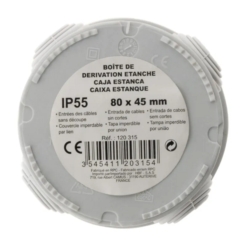 New ZENITECH Boîte étanche IP55 ronde 85x45mm blanc