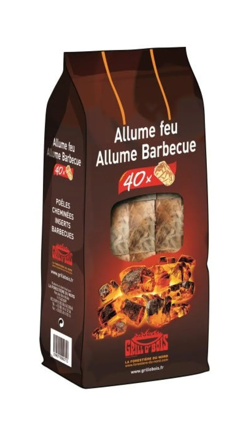 GRILL O'BOIS Bouchon laine de bois allume-feu (x40)