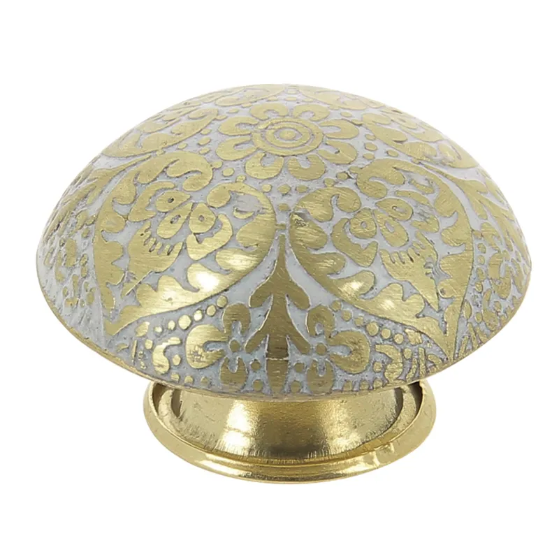 Best Bouton bombe Ø32 mm en laiton fond blanc gravure dorée x2