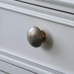 Best Bouton bombe Ø32 mm en laiton fond blanc gravure dorée x2