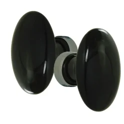 Outlet Bouton double ovale porcelaine noir brillant/acier