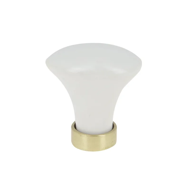 Online Bouton ovale en céramique blanc/laiton doré x2