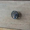 Hot Bouton rond plat Ø40 mm arbre de vie en métal vieux fer x2