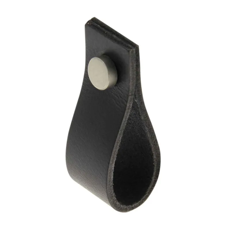 Clearance Bouton tirette 20 x 60 mm en cuir noir x2