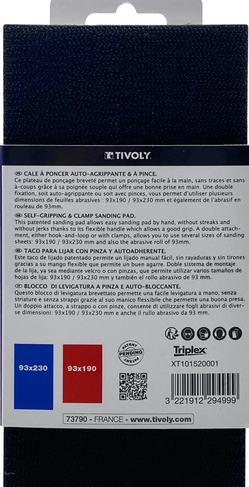 Discount TIVOLY Cale à poncer rectangulaire 93x185mm Velcro + pince