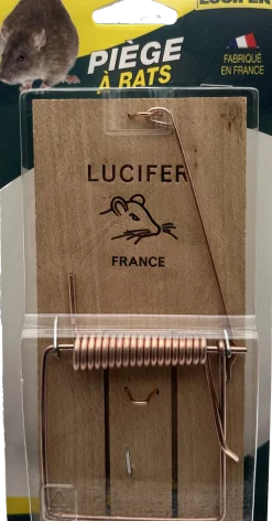 New Carte de 1 piège à rats avec socle en bois LUCIFER