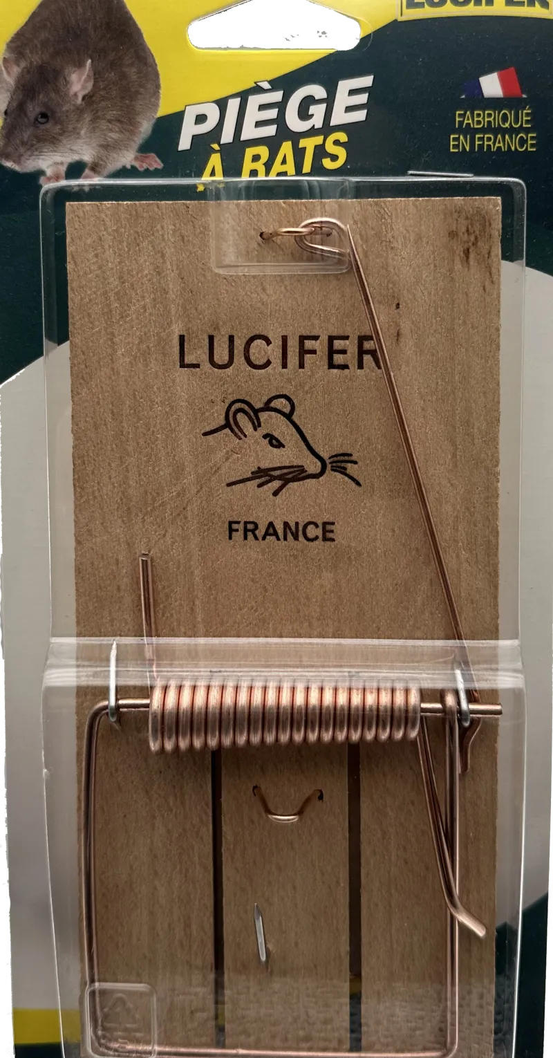 New Carte de 1 piège à rats avec socle en bois LUCIFER