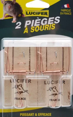 Discount Carte de 2 pièges à souris socle en bois LUCIFER