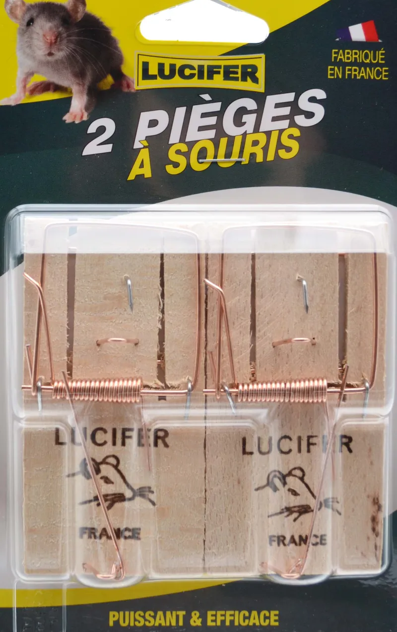 Discount Carte de 2 pièges à souris socle en bois LUCIFER